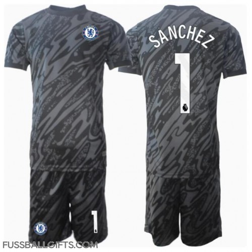 Chelsea Robert Sanchez #1 Torwart Fußballbekleidung Auswärtstrikot Kinder 2024-25 Kurzarm (+ kurze hosen)